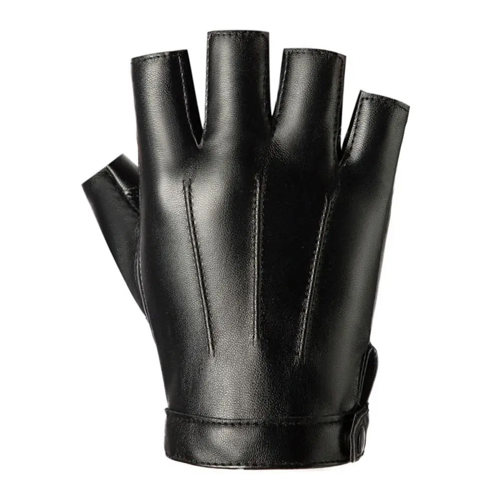 Fashion Half Finger PU Leather Gloves Riding Punk Fingerless Mittens Fitness Short Cycling Gloves Driving Fishing