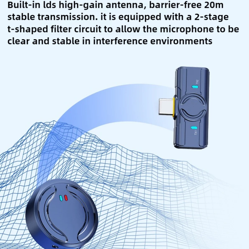 Беспроводной петличный микрофон для iOS для Samsung Xiaomi, запись звука камеры, мониторинг в реальном времени, интеллектуальное шумоподавление