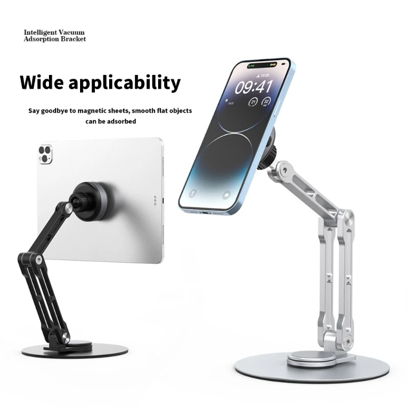 

Adjustable Tablet Stand with Suction Cup Aluminum Holder for Tablets and Smartphones 360°Rotatable Height Adjustable