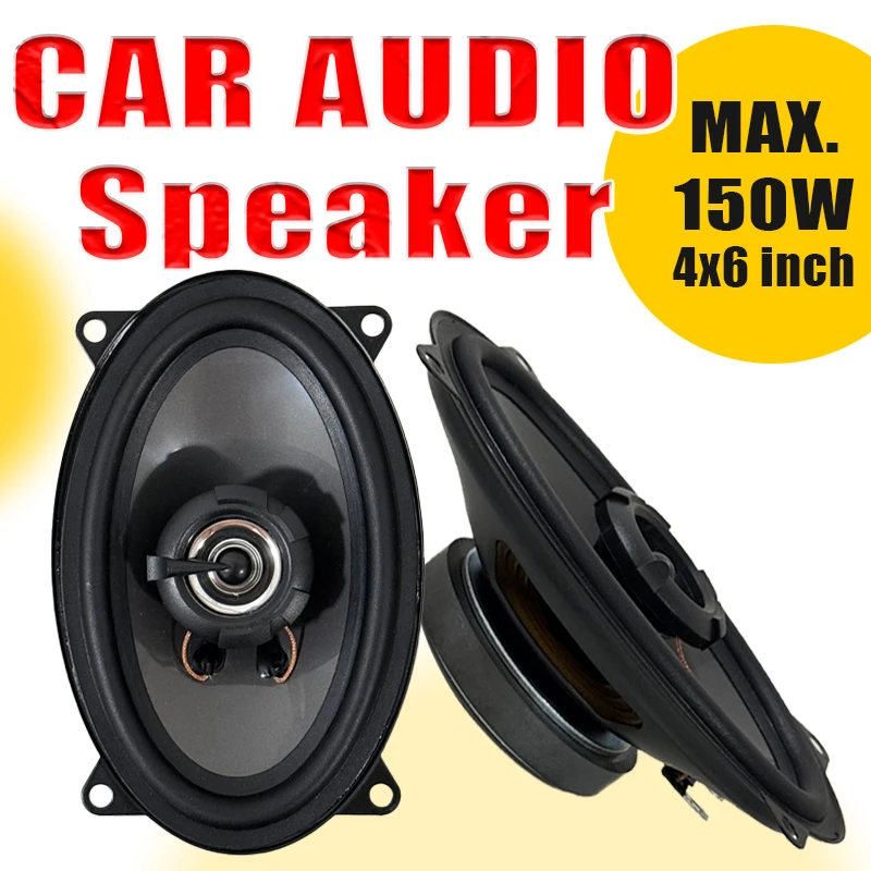 2PCS 150W 4X6 Inch Car Coaxial Speaker 2-Way Car Door Audio HIFI Music Stereo Tweeter Mid-woofer Full Range Frequency Speaker