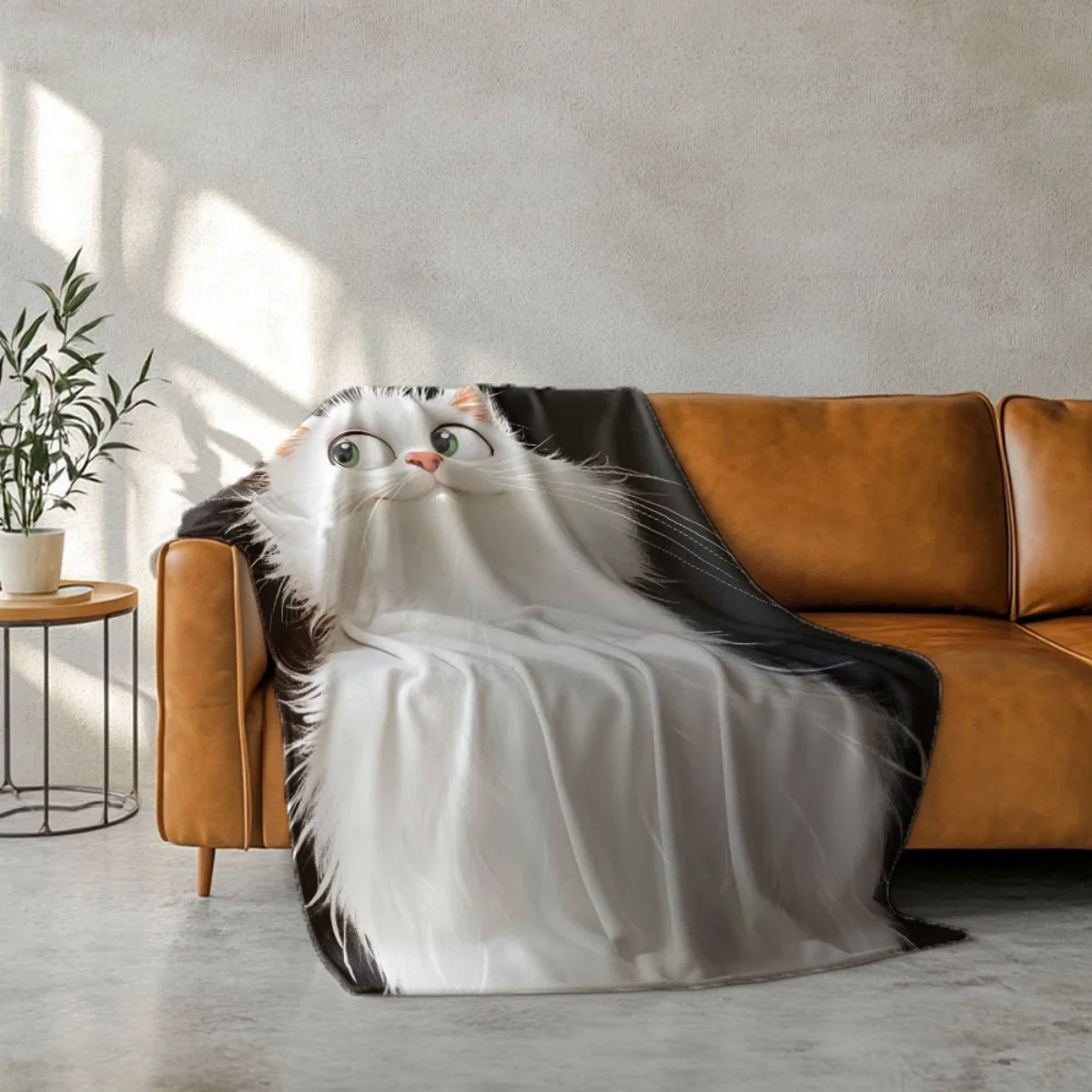بطانية فانيلا لطيفة مطبوعة على شكل قطة بيضاء - دافئة وناعمة، مثالية للأرائك والأسرة وغرف المعيشة والمكاتب والسفر بشكل خاص #4