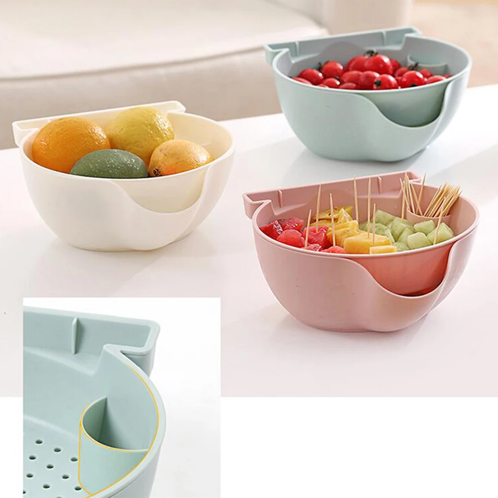 

Double Layer Fruit Candy Dish Phone Holder Plastic Snack Bowl Detachable Drainage Easy Clean 2 In 1 Serving Bowl For Fruits