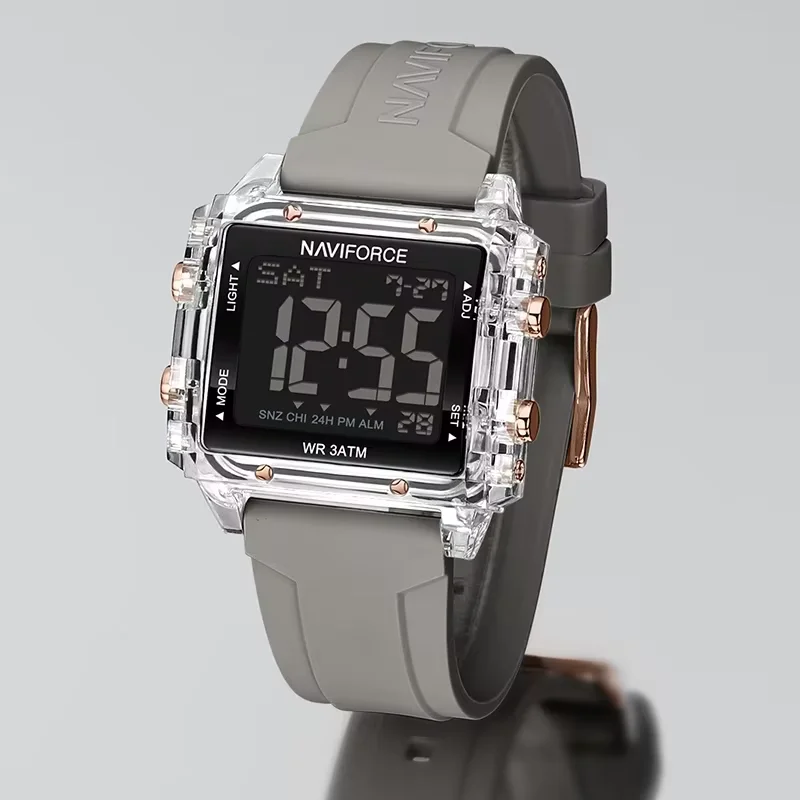 NAVIFORCE Watches for Women Casual Waterproof Day and Date Dispay Silicone Strap Ladies Wristwatch LCD Digital Electronic Clocks