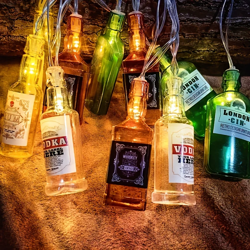 Battery-Powered Wine Bottle String Lights, 10/20 LED Indoor Hanging Fairy Lights for Christmas Decoration