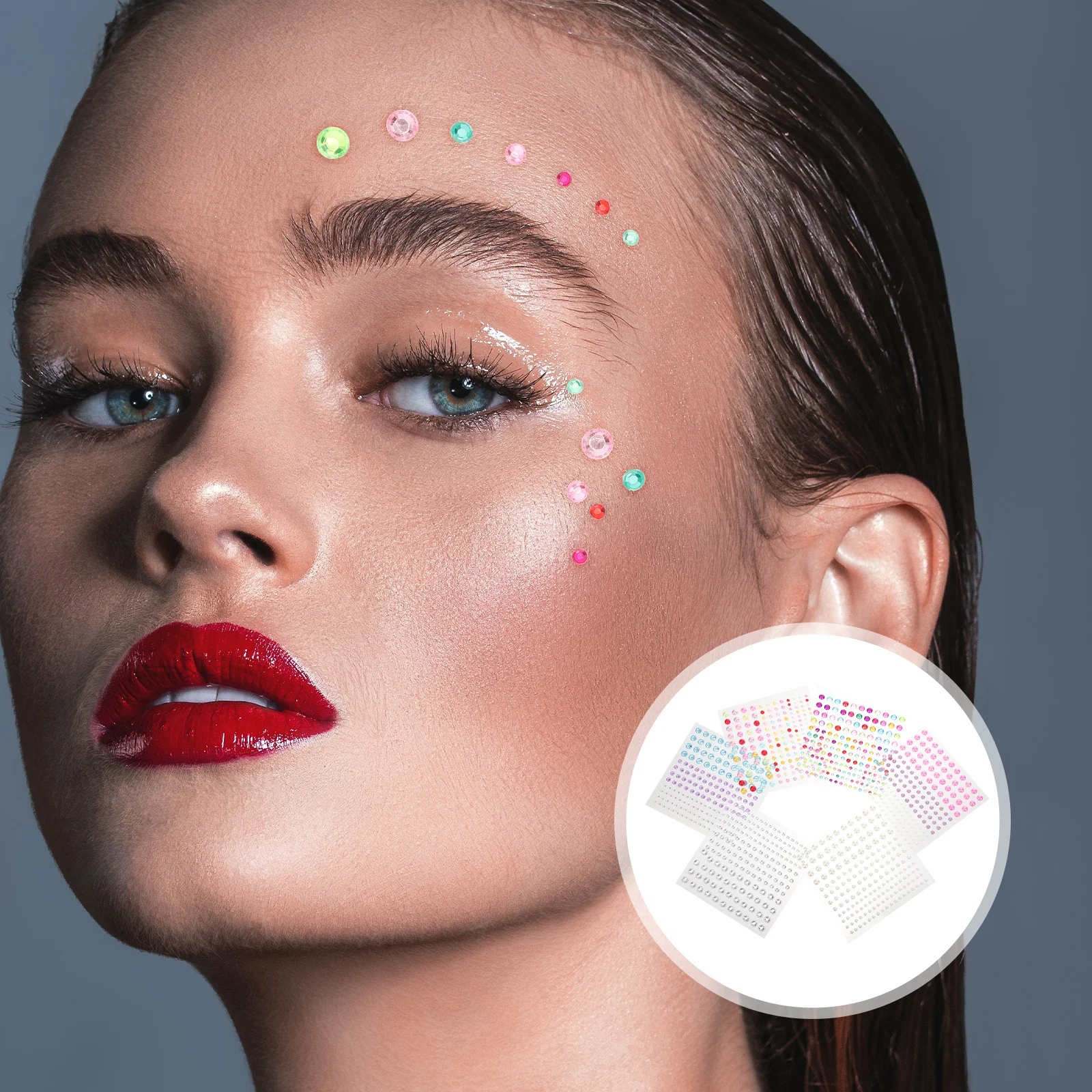 Rhinestone Pearl Stickers 6 Sheets Self-Adhesive for Makeup DIY Craft Decorations Multi-Use Gems Stickers Gem Sticker