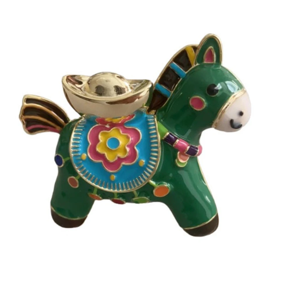 

Alloy Cartoon Horse Brooch Lapel Pin for Bag Hat Jacket Green Playful Adorable Accessory to Enhance Outfit Style