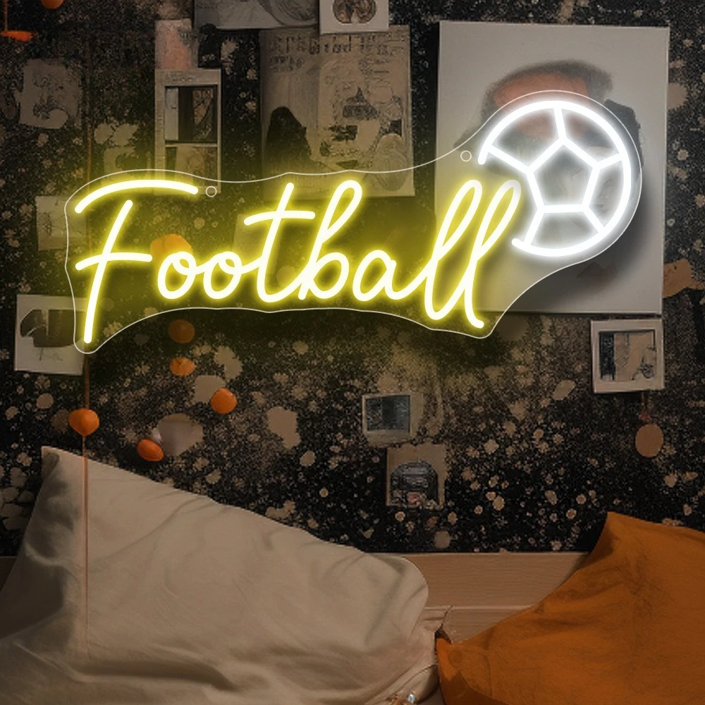 

Customizable LED Name Neon Sign Wall Decor Featuring Soccer Ball Design, Birthdays, Ideal Gift for Sports Fans