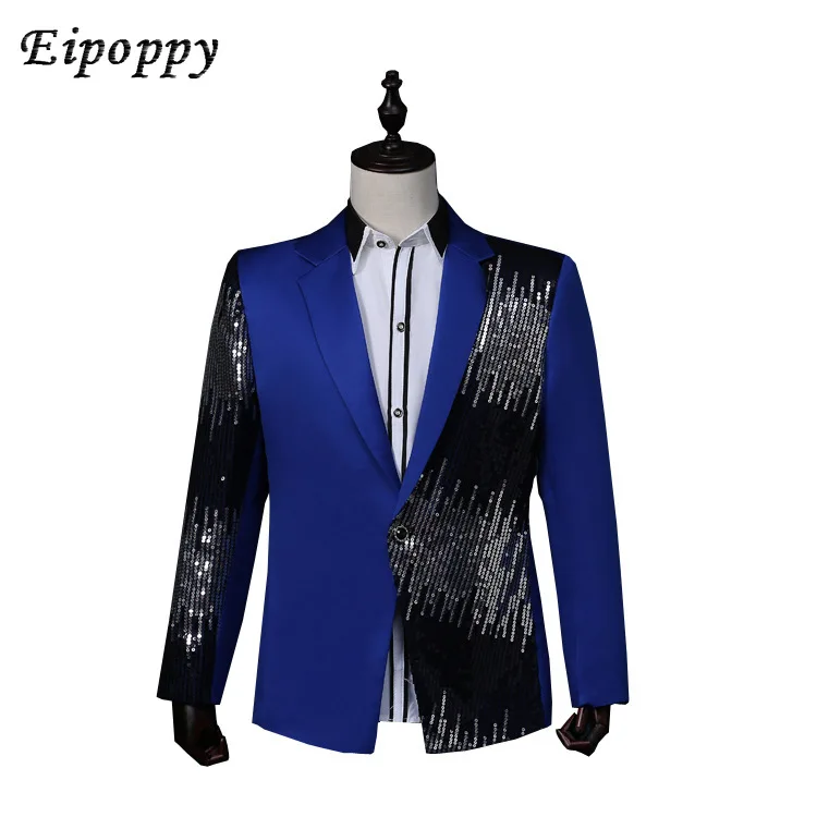 Men's Performance Suit Jacket Sequined Suit Stage Gradient Lightning Host Mc Top