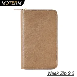 Moterm Full Grain Vegetable Tanned Cowhide Planner Zip Weeks 2.0 Cover for Hobo Weeks/ Mega Notebook Organizer Journal Diary