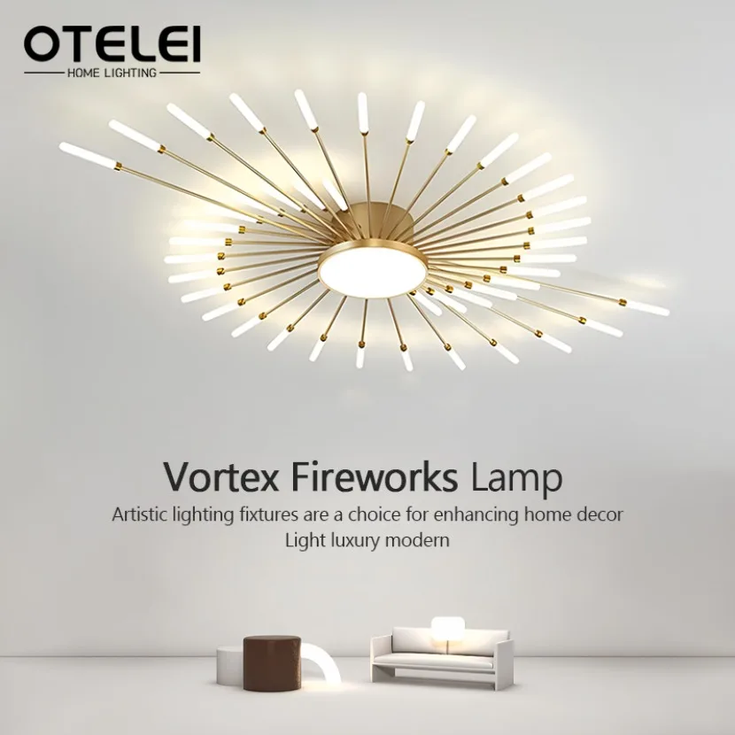 Modern LED Chandelier Creative Fireworks Design Large Inch Ceiling Light Restaurant Living Room Lobby Nordic Interior Lighting