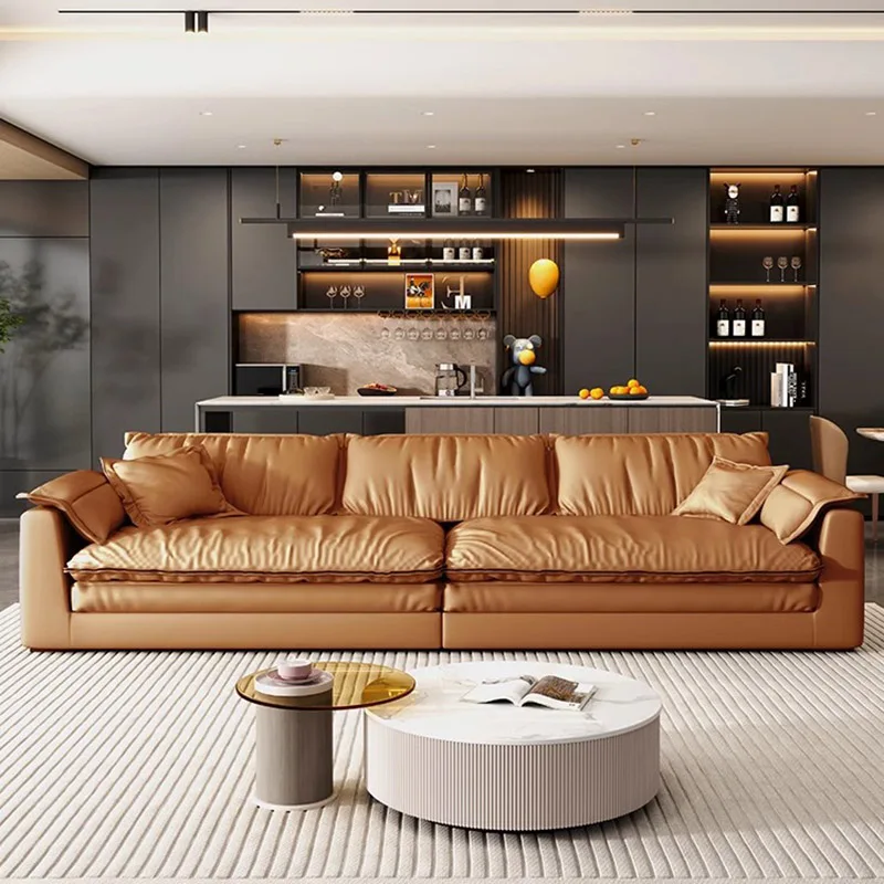 Luxury Living Italiano Room Sofas Leather Vintage Sectional Minimalist Couch Reading Straight Sofa Inflavel Bedroom Furniture