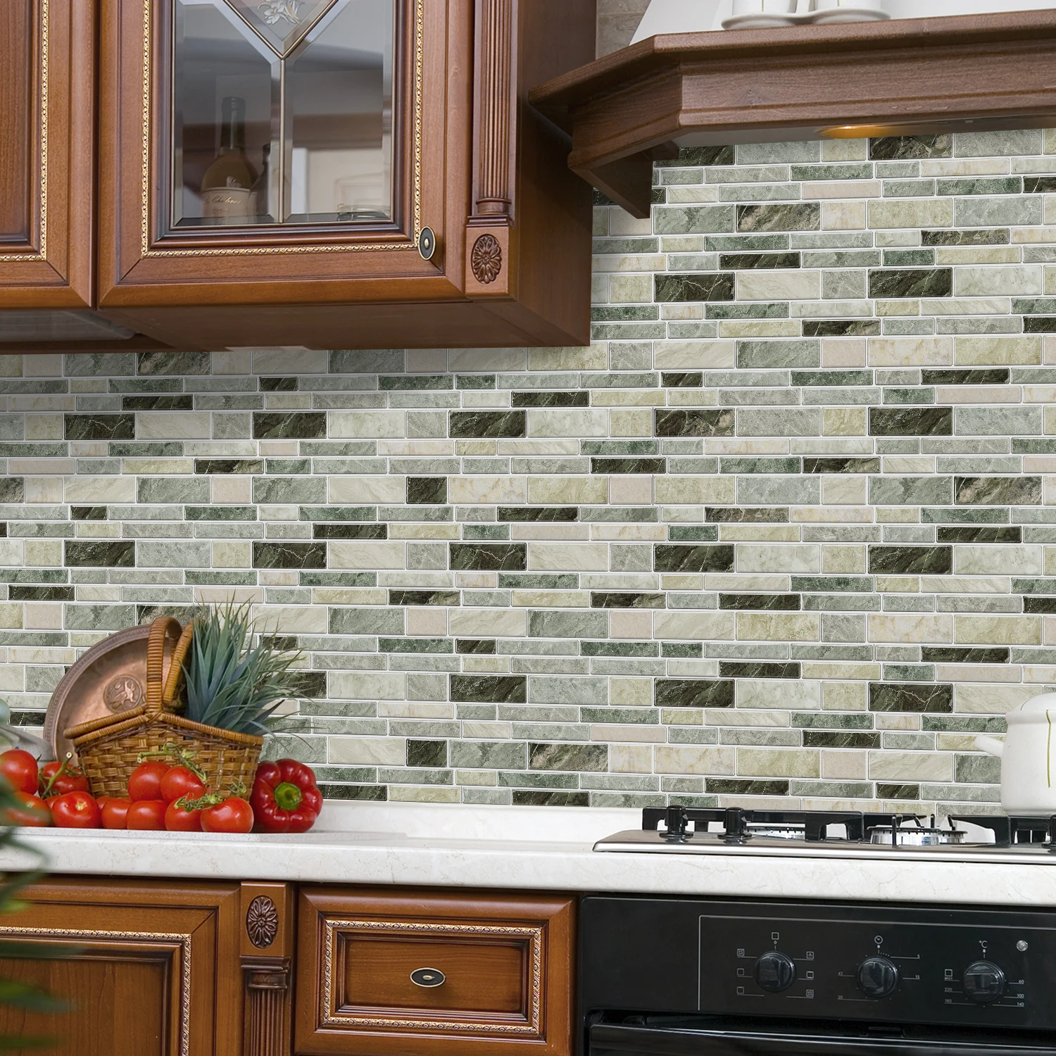 Alwayspon 3D Marble Peel and Stick Tile Backsplash, Vinyl Self Adhesive Decals for Kitchen and Bathroom