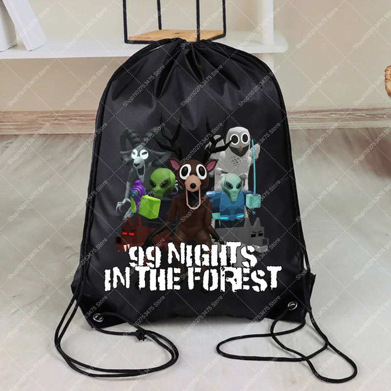 حقيبة ظهر برباط من Game 99 Nights in The Forest للبالغين والأطفال، حقيبة تخزين لطيفة على شكل رسوم كرتونية، ملحقات غير رسمية، حقيبة بسلسلة هدايا #1