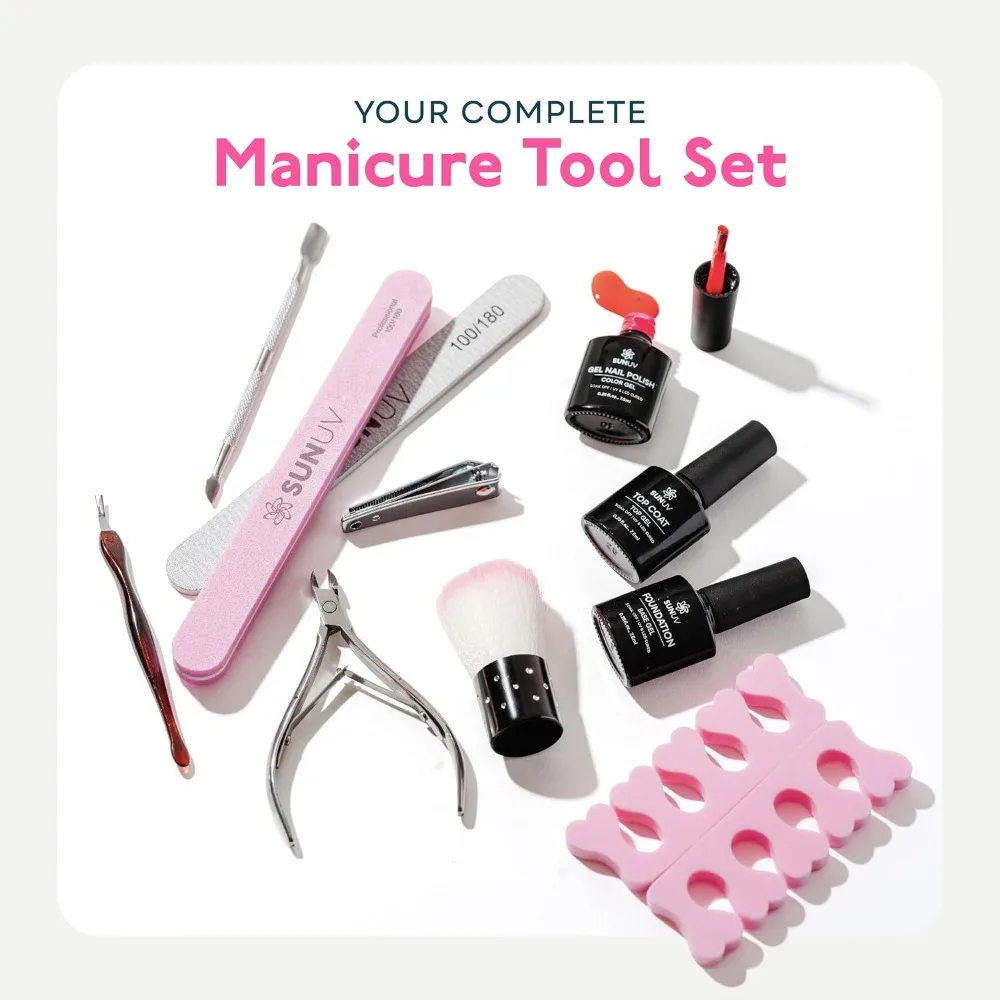 UVジェルネイルポリッシュキット ライト、ベース、トップコートセット付き 12色 マニキュアツール 女性へのギフト