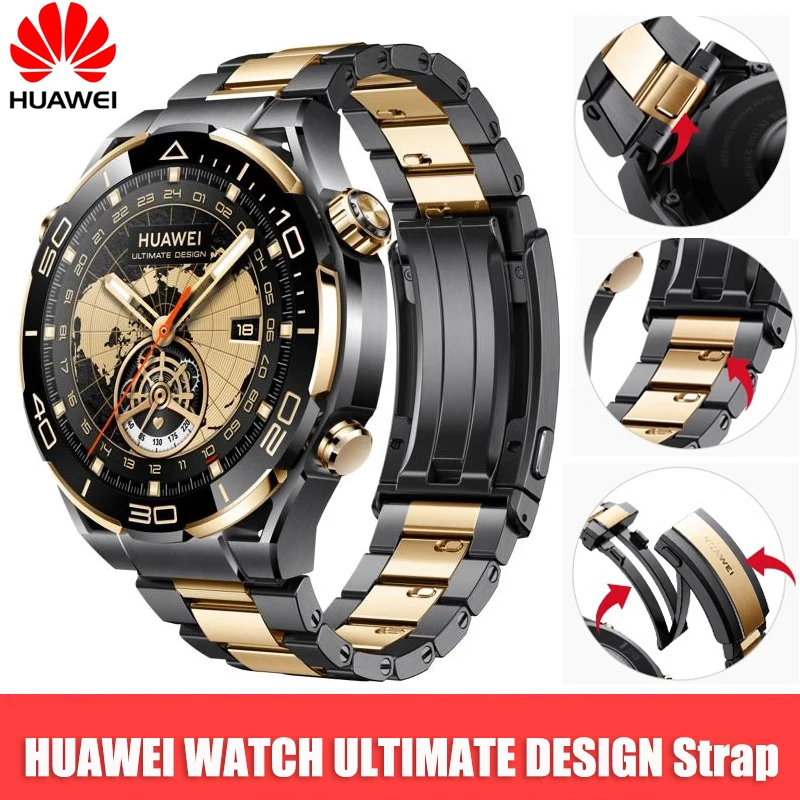 Huawei 100% Original 22mm Titanium Strap for Huawei Watch Ultimate /GT4 46mm/WATCH 4/4Pro/GT3 46mm Gold-plated Watchband