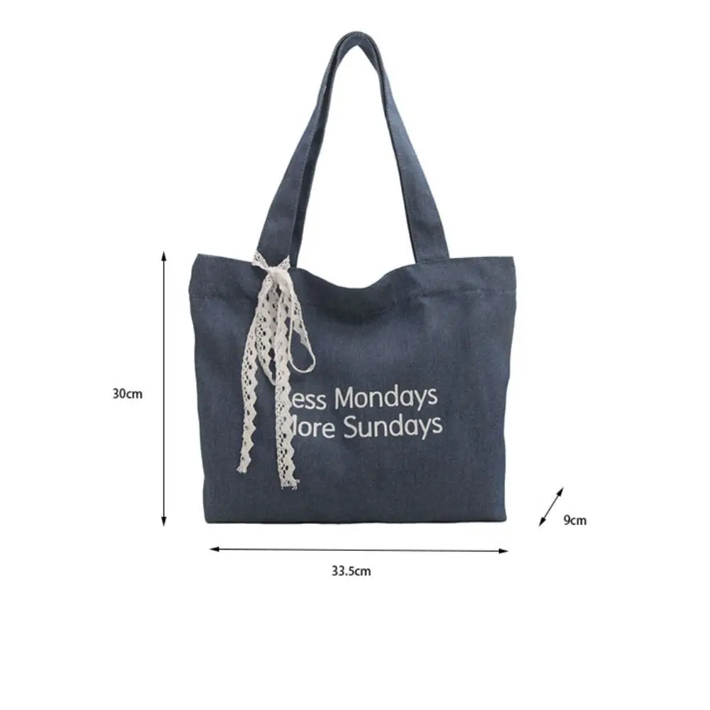 Large Capacity Denim Tote bag Multifunctional Shopping Bags Printed handbag Fashion Denim fabric Lace scarf shoulder bag Gift