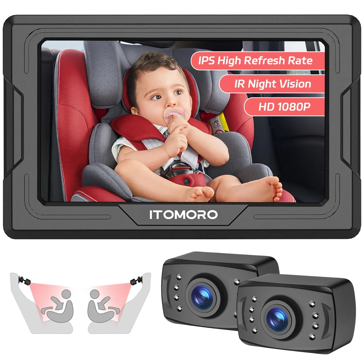 

Двухканальная автомобильная камера HD 1080P с 4,3-дюймовым дисплеем, ИК-ночным видением для заднего сиденья, простая установка