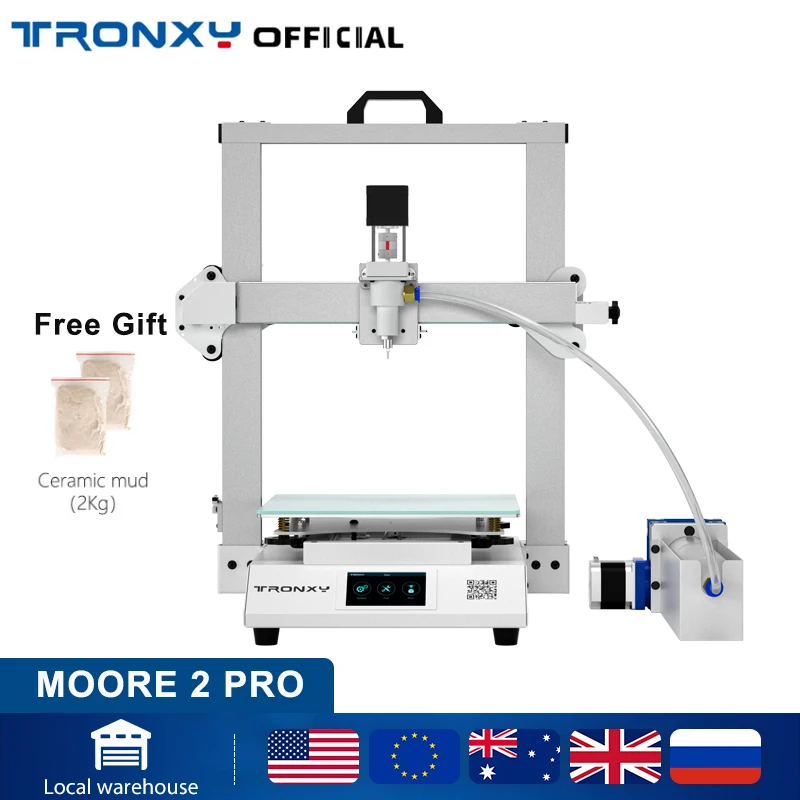 

Tronxy Moore 2 Pro 3d Printers Ceramic&Clay 3d printer 3.5 Inch Touch Sreen 255*255*260mm with Feeding system electric putter