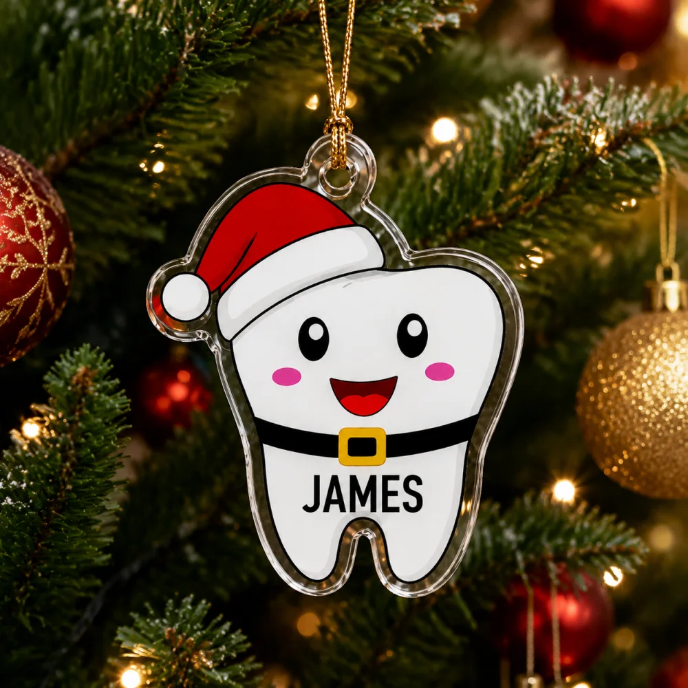 Christmas Stocking Hanging - Enfeite de Acrílico Personalizado com Nome