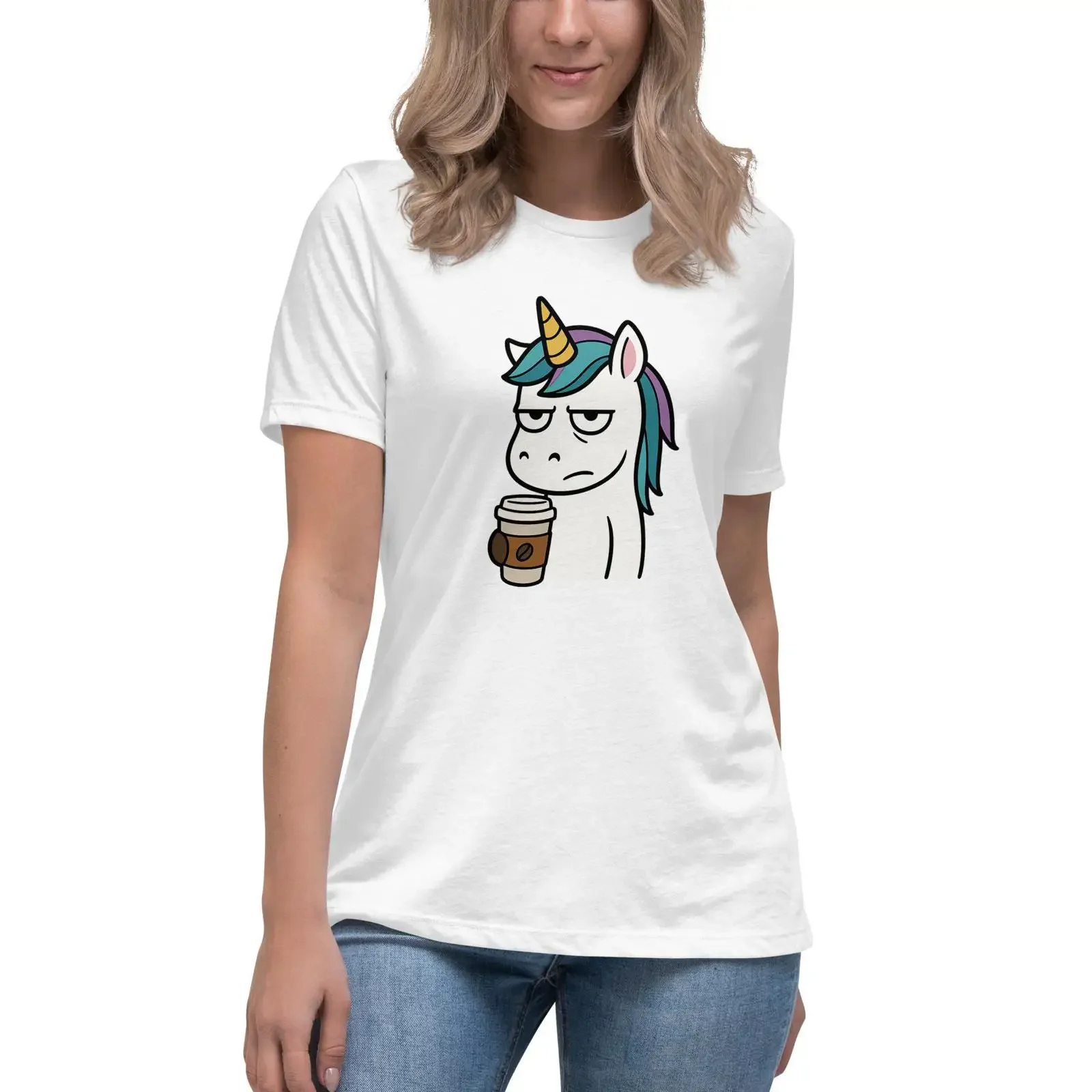 Tired Unicorn T Shirt Funny Lazy Morning Grump Coffee SoulNotesPrints vintage Washed streetwear fashion Casual homme Slightly