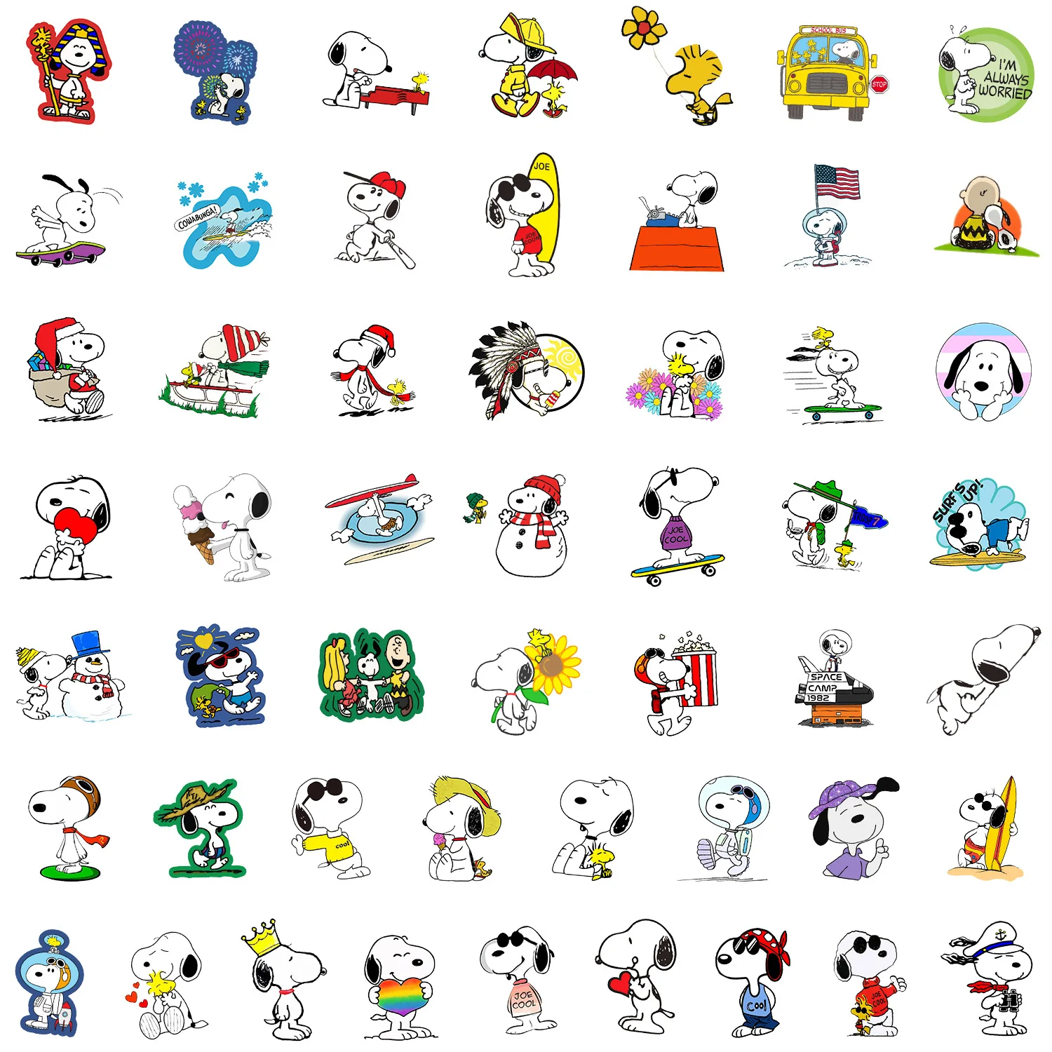 60 Pcs Snoopy Laptop Skateboard Stickers for kids，Bottles Vinyl Waterproof for Teens，cute Decals aesthetic for Girls