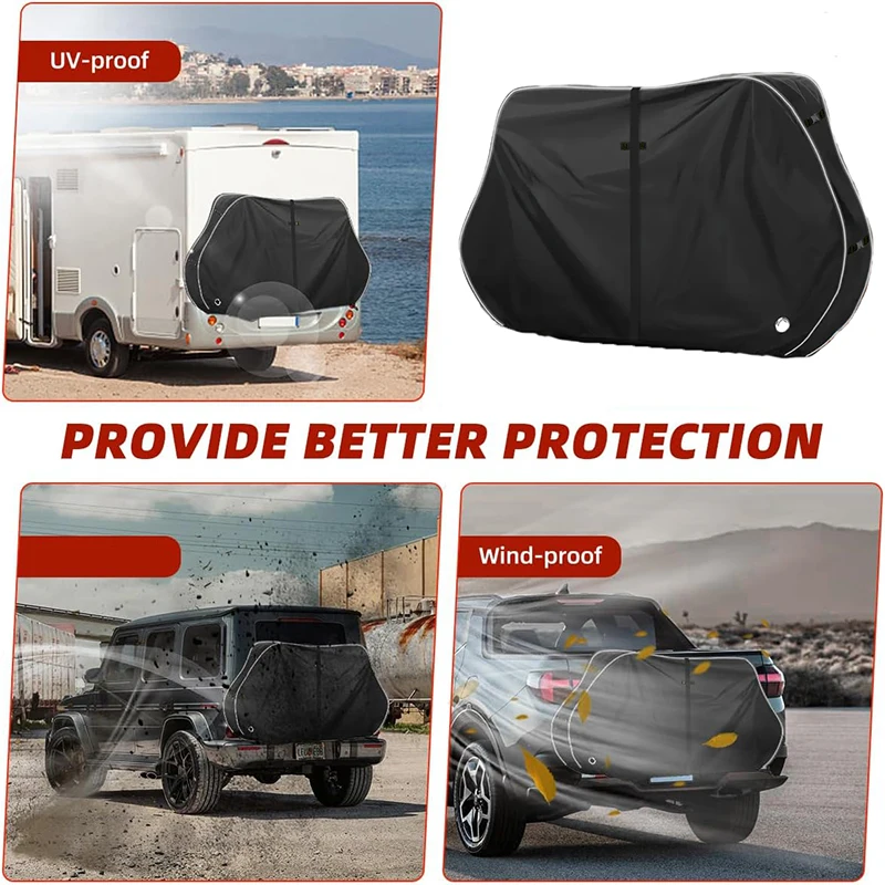 Pokrowiec rowerowy transportowy na 1-2 rowery, 600D, wiatroodporny, do przechowywania na zewnątrz, z paskami odblaskowymi i otworami na zamek.