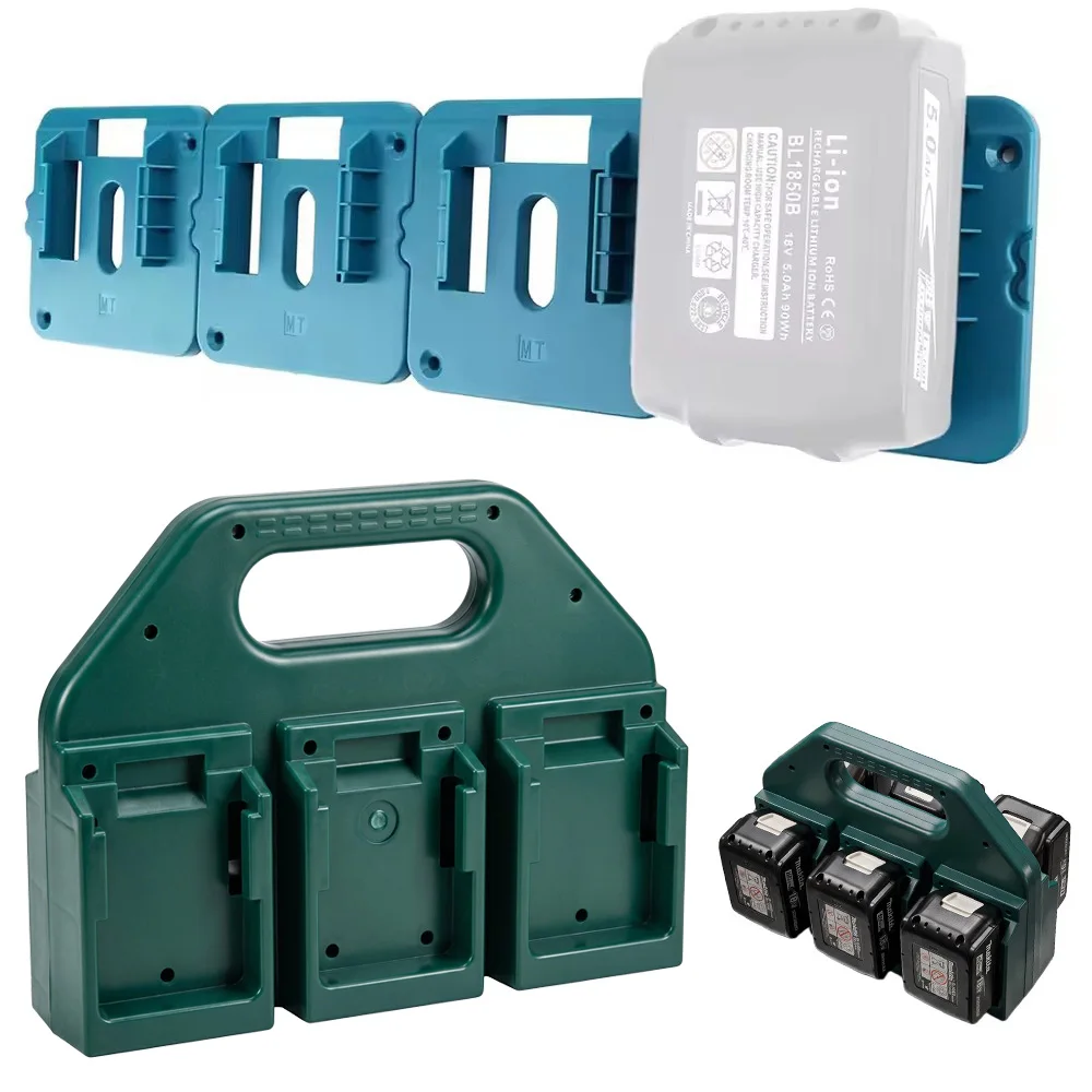 6-Slot Battery Carrying Holder for Makita 18V Battery, Batteries Case Storage Organizer Rack, Portable Battery Caddy with Handle