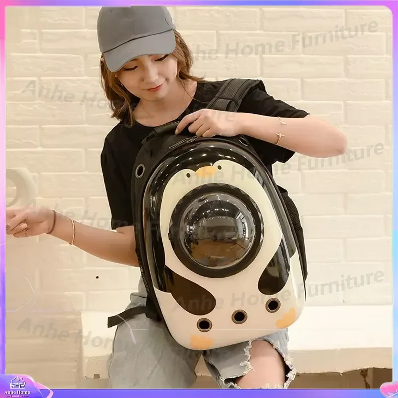 Pet Carrier Backpack for Cats and Dogs Portable Adjustable Large Capacity Breathable Polyester Capsule Travel Bag Outdoor