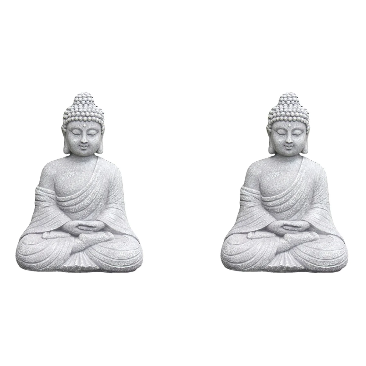 2X Vintage Garden Buddha Statue Indoor Outdoor Garden Buddhism Figurine Sculpture Home Decor Ornament