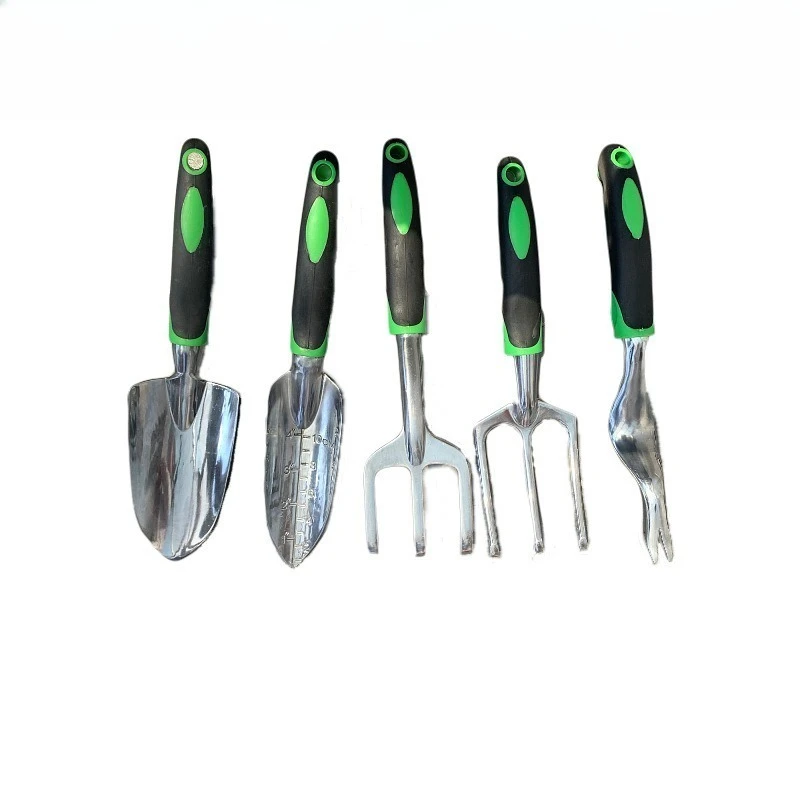 Garden supplies, aluminum alloy shovel 9-piece set, garden tools, outdoor silicone two-color handle shovel set
