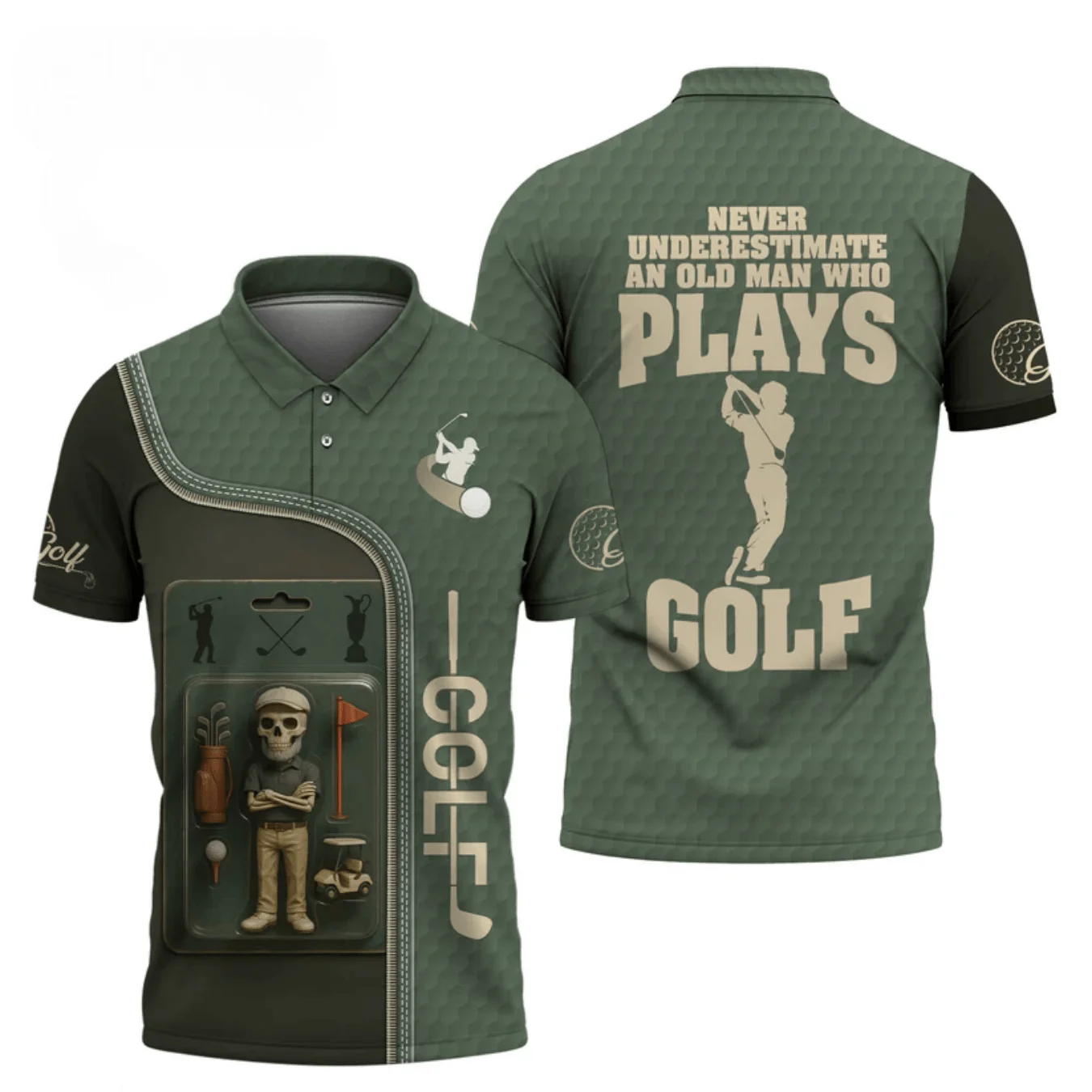 Camiseta Polo Deportiva Casual de Manga Corta para Hombre, Último Modelo 2026, con Estampado de Calavera y Golf