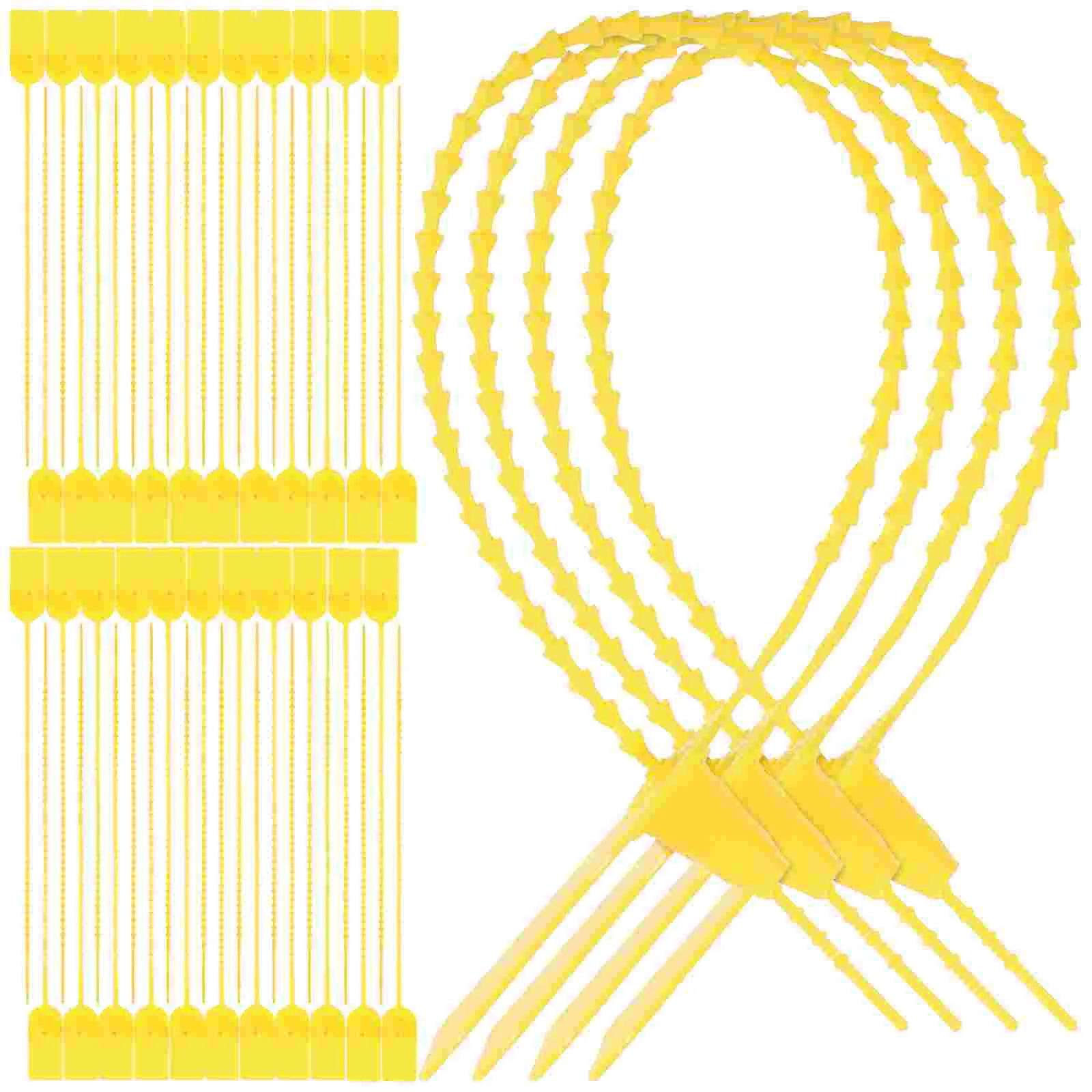 

100pcs Yellow Plastic Tamper Proof Seals Waterproof Shipping Labels Self Locking Security Tags Zip Ties Disposable One Time Use