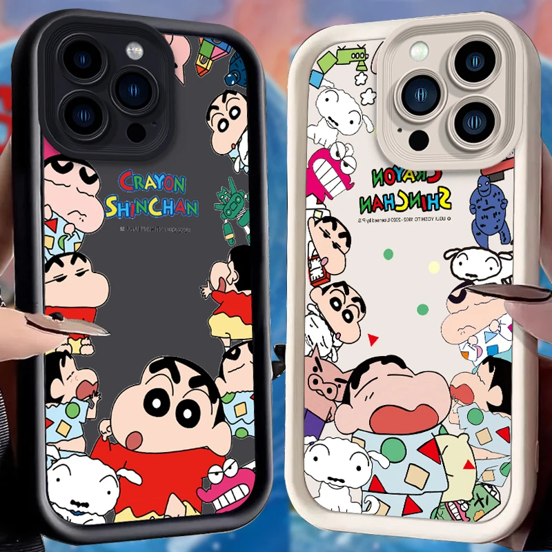 C-Crayon S-ShinChan Case for iPhone 15 14 13 12 11 Pro Max XS X XR 8 7 6S 6 Plus SE 2020 Liquid Silicone Soft Back Cover Funda