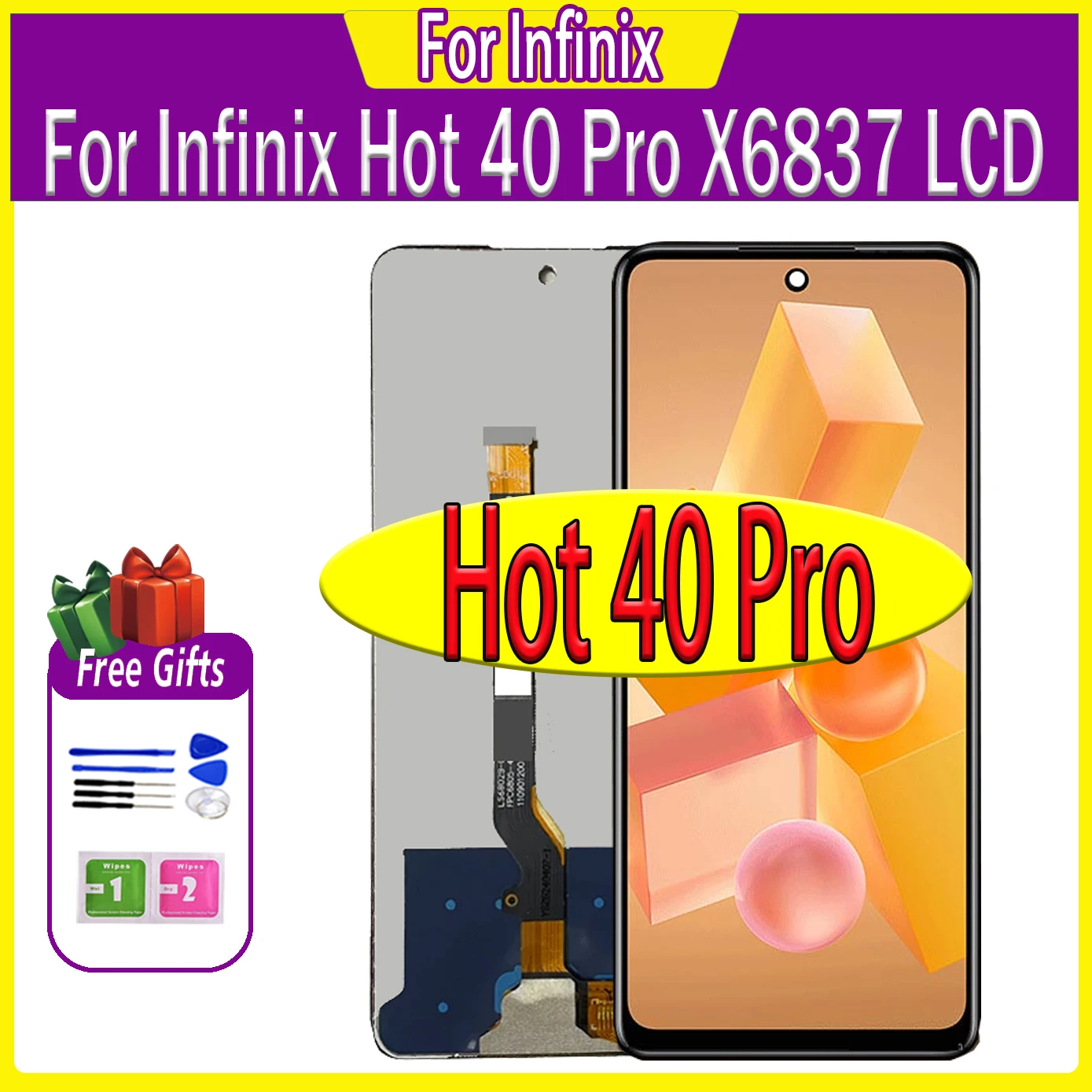 

100% Tested 6.78“Screen For Infinix Hot 40 Pro X6837 LCD Display Touch Screen Digitizer Hot40Pro Display Assembly Parts