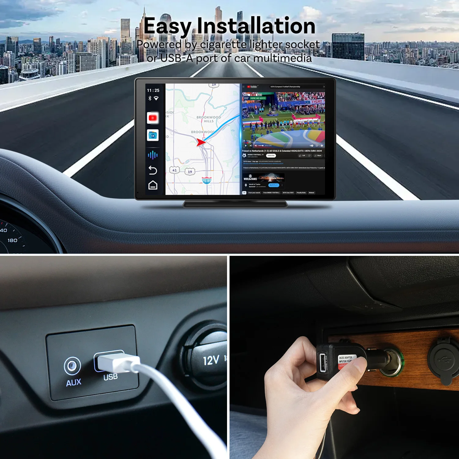 شاشة OTTOCAST CarPlay مقاس 9.0 بوصة 4K شاشة لمس سيارة لاسلكية Carplay Android Auto Radio DVR GPS فيديو مدمج يوتيوب Netflix