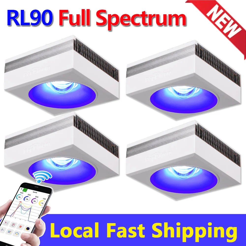 4PCS PopBloom-Full Spectrum WiFi LED Aquarium Lamp Marine Aquarium Lamp for Seawater Coral Reef Fish Tank LED,180-240cm,LPS,SPS