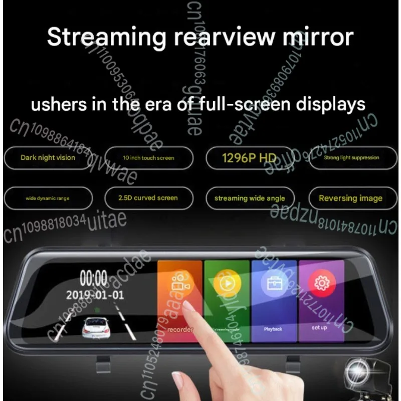 

Зеркало заднего вида, записывающее устройство на приборной панели автомобиля, полноэкранный двойной объектив HD 1080P, обратное изображение с подключением телефона
