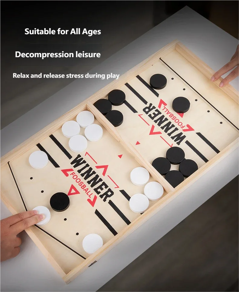 Gowinbaby Holz-Sling-Puck-Spiel Doppelspieler Katapult-Schach Eltern-Kind Interaktives Lernbrettspiel für Kinder – Detail 1