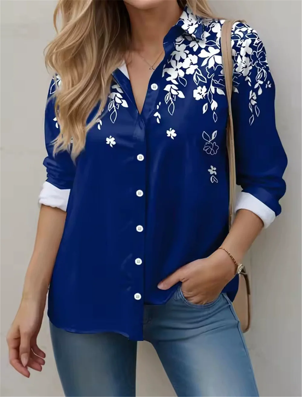 Fashion Floral Pattern Women Long Sleeve Shirts Autumn New Flower 3D Printed Street Ladies Blouse All Season  Casual Shirt