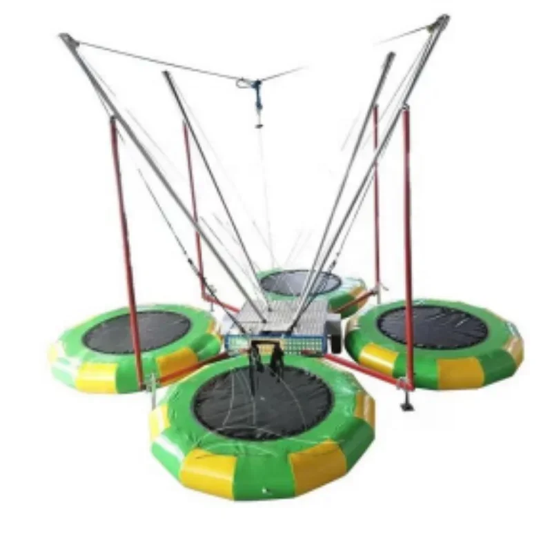 Nieuw Ontwerp Bungee Trampoline Opblaasbare Bungee Met Het Wiel Voor 4 Personen Bungee Jumping Trampoline Te Koop