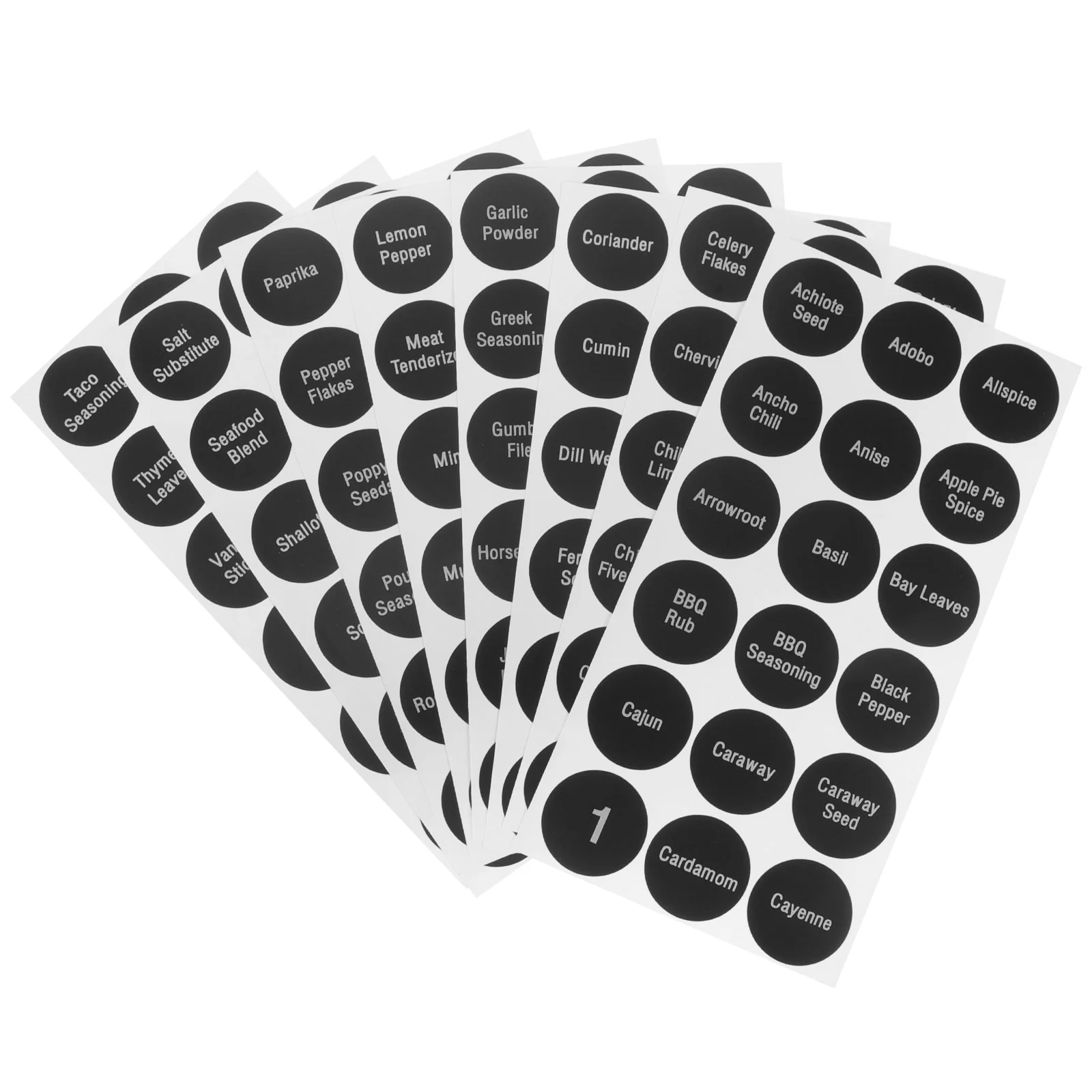 8 Sheets Condiment Bottle Stickers Label Marking Waterproof Round Sealed Canister Self-adhesive Pvc Food Labels