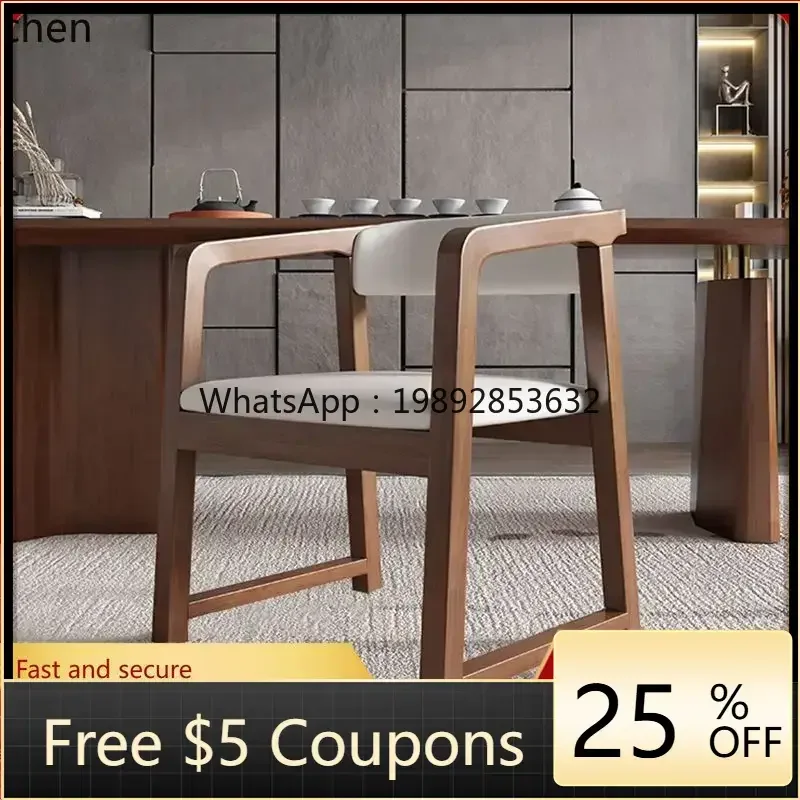 YZ8Solid Wood Dining Chair Home Backrest Chinese Tea Chair Light Luxury Armchair Simple Modern Tea Room Stool
