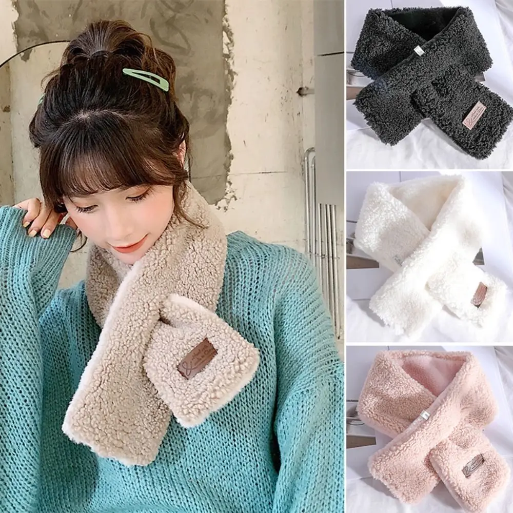 

New Winter Warm Cross Scarf Imitation Lambswool Neckerchief Wrap Neck Scarf Soft Thicken Neck Warmer