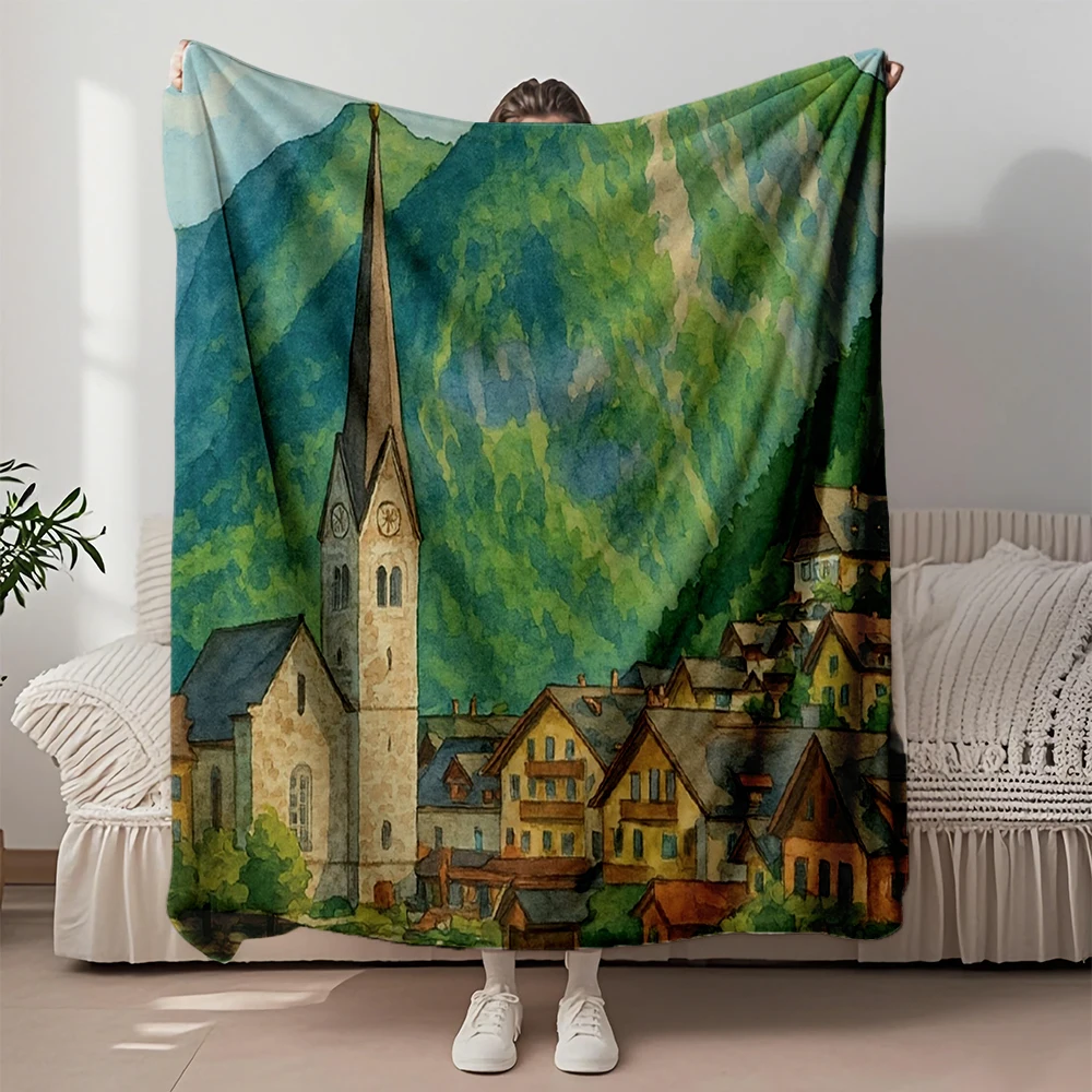 

Cold/warm Weather Flannel Cozy Blanket Hallstatt Village By The Throw Blanket Thermal Blanket Tropical Wrinkle-resistant