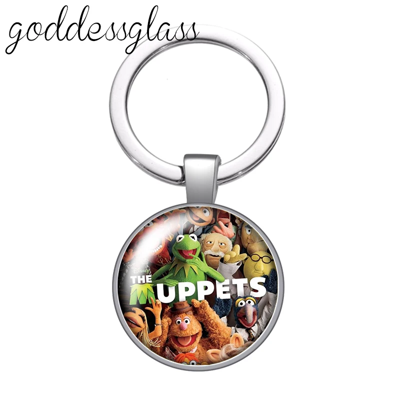 Disney Frog Funny Muppets Most Wanted Pig Photo glass cabochon keychain Bag Car key chain Ring Holder Charms keychains gift