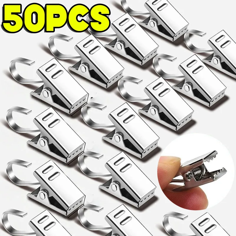 10-500pcs Stainless Steel Curtain Clips Window Curtain Hook Clips Drapery Hooks Replacement Hanging Display Photos Drapes Clamp