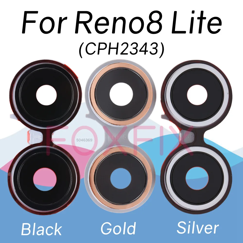 Rear Camera Glass For OPPO Reno8 Lite Back Camera  Lens Cover With Frame Bezel Replacement For Reno 8 Lite 5G CPH2343