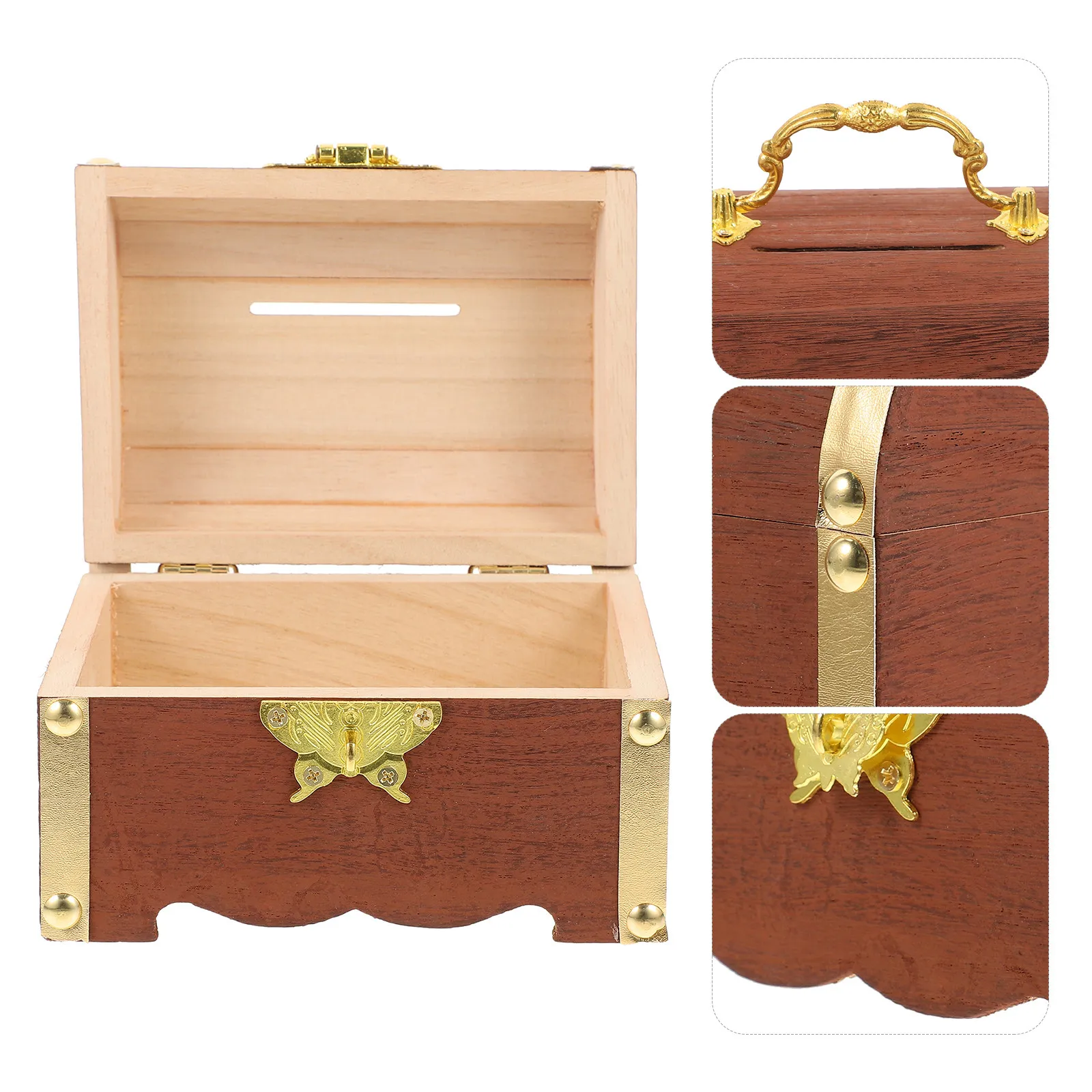 

Wooden Jewelry Box for Women Vintage Ring Necklace Earring Organizer Storage Case with Lid Portable Lightweight Elegant
