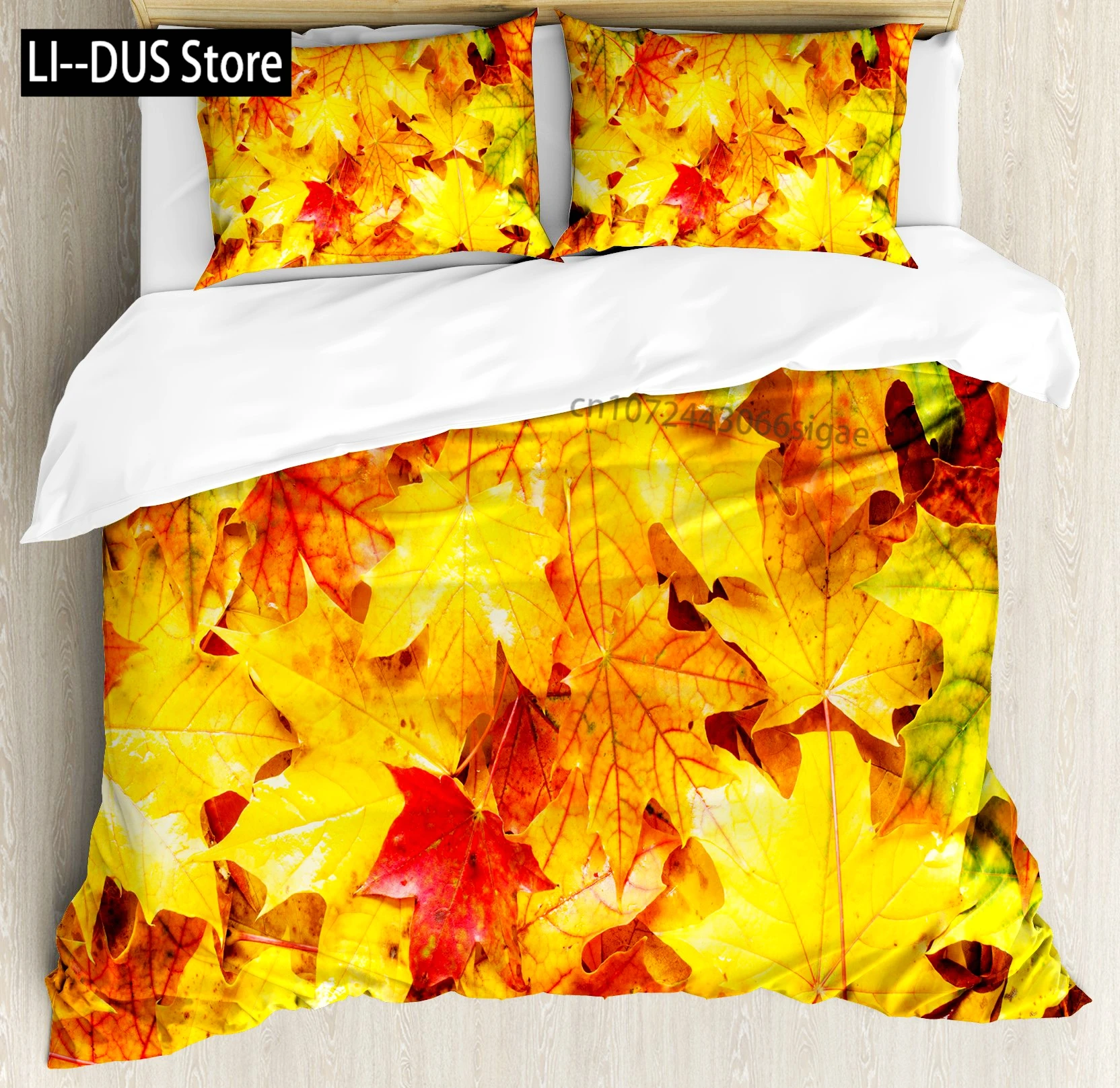 

Autumn Pumpkin Duvet Cover Full Size 3 Pcs Watercolor Orange Maple Leaves Bedding Set For Kids Teens Adults With 2 Pillowcases