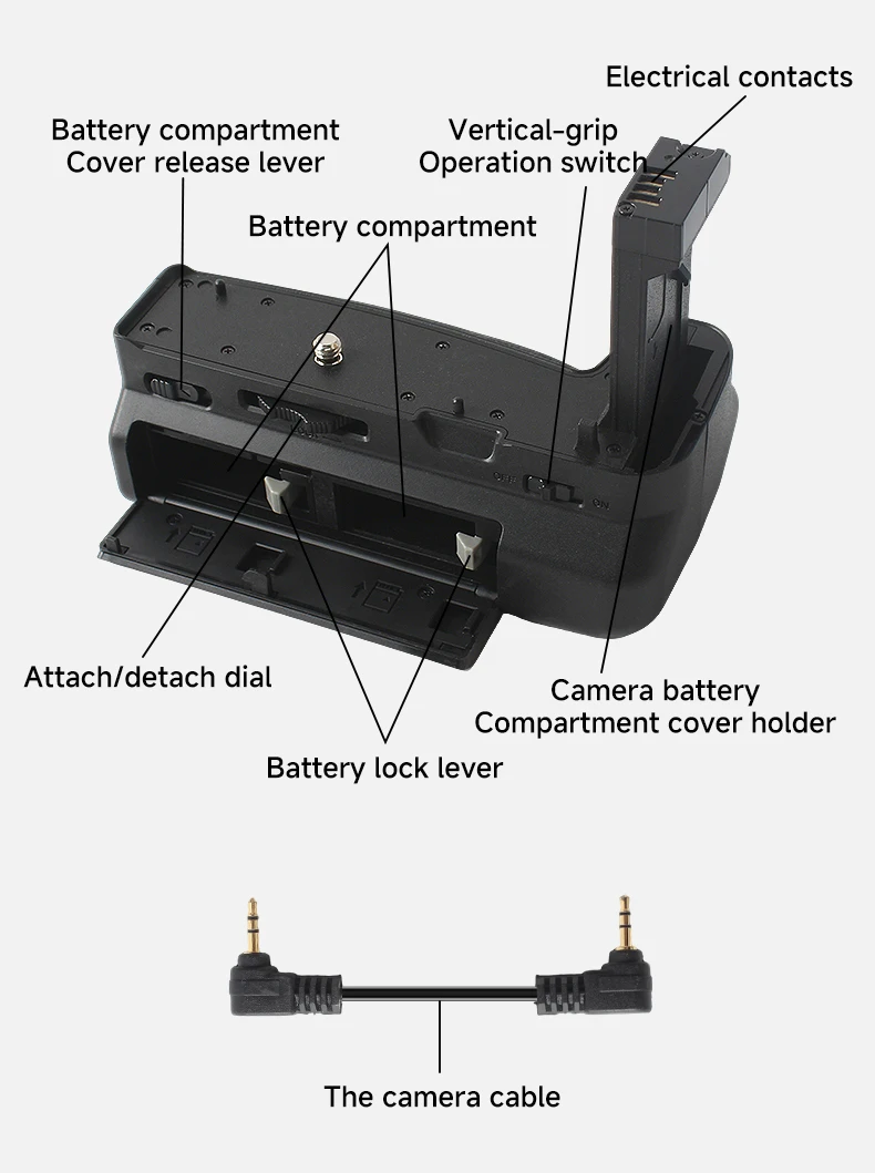BG-EOS RP Batteriegriff mit zwei LP-E17 Steckplätzen, erweiterter Power-Griff für Canon EOS Kameras, kompatibel für Outdoor-, Reise- und Porträtaufnahmen – Detail 7